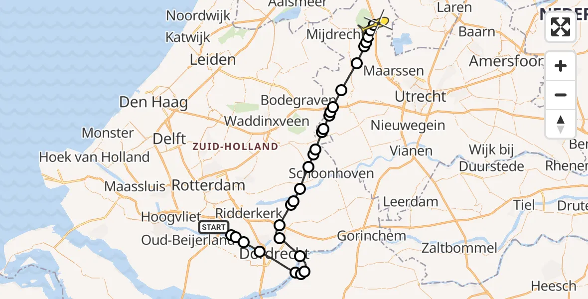Routekaart van de vlucht: Lifeliner 2 naar Vinkeveen