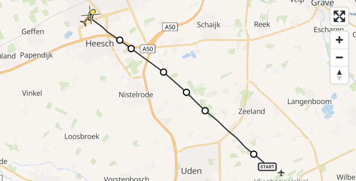 Routekaart van de vlucht: Lifeliner 3 naar Oss