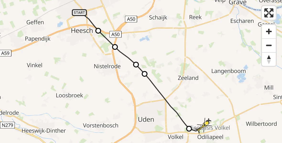 Routekaart van de vlucht: Lifeliner 3 naar Vliegbasis Volkel