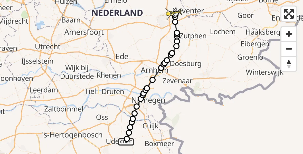 Routekaart van de vlucht: Lifeliner 3 naar Vliegveld Teuge