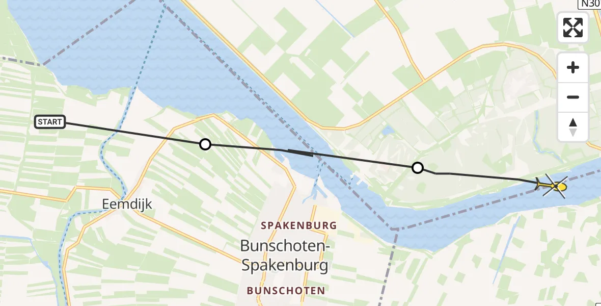 Routekaart van de vlucht: Politieheli naar Nijkerk