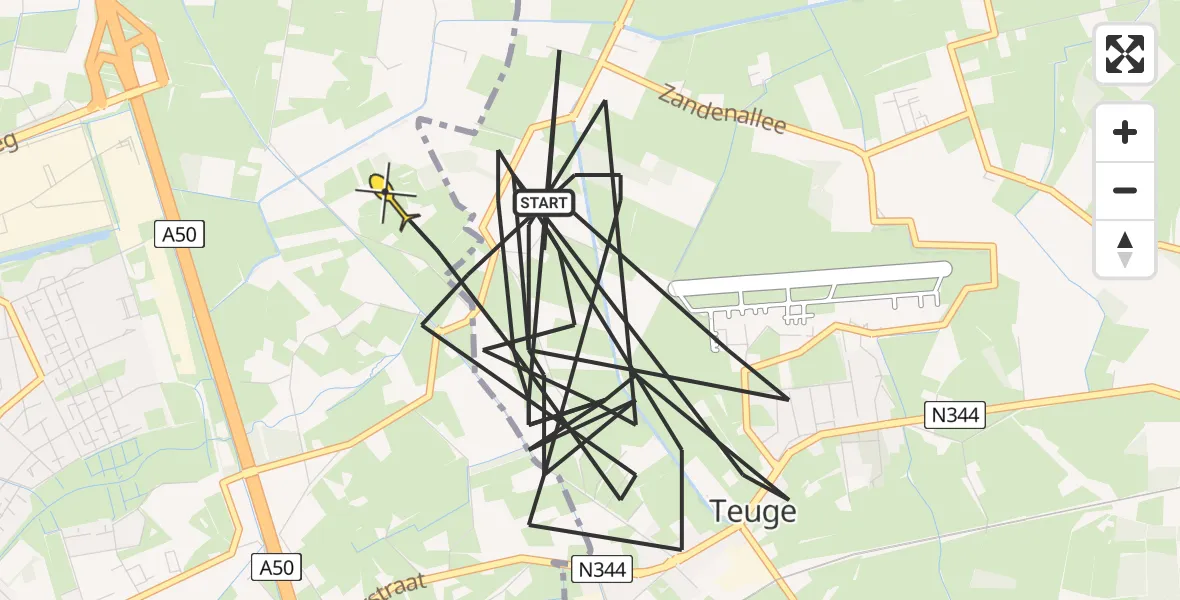 Routekaart van de vlucht: Politiehelikopter naar Beemte Broekland
