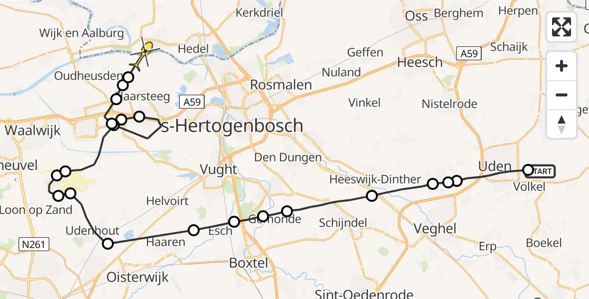 Routekaart van de vlucht: Politieheli naar Hedikhuizen