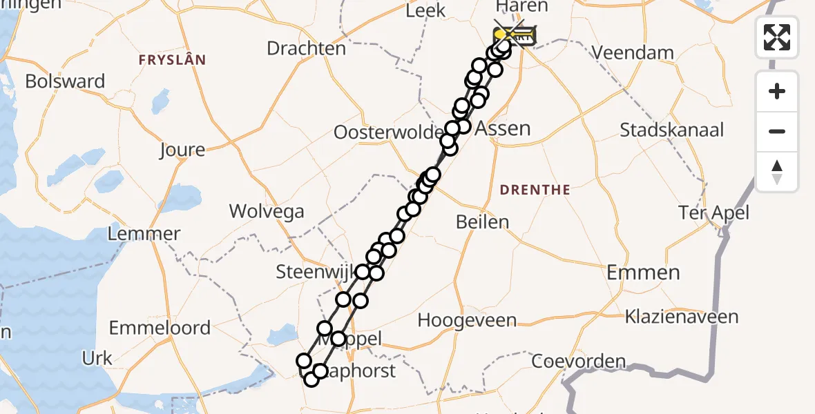 Routekaart van de vlucht: Lifeliner 4 naar Groningen Airport Eelde