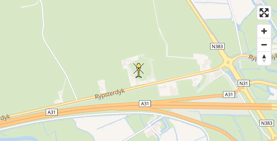 Vluchtroute Ambulancehelikopter van Marsum naar Marsum