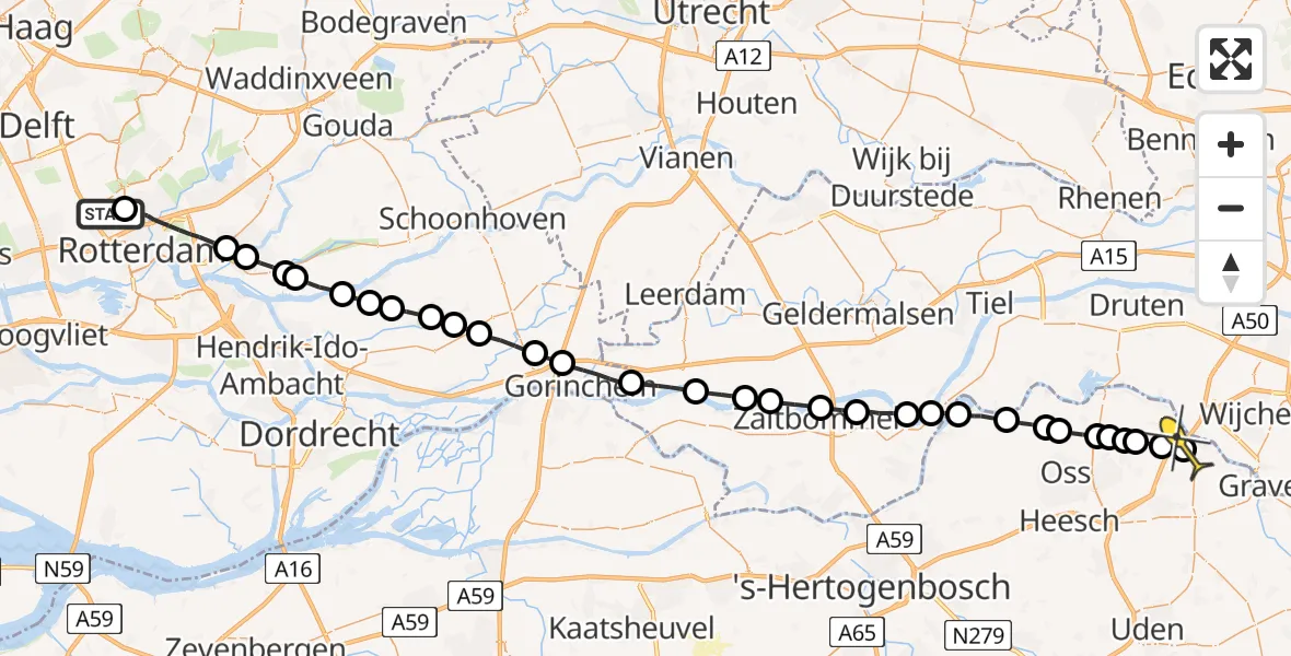 Routekaart van de vlucht: Lifeliner 2 naar Ravenstein