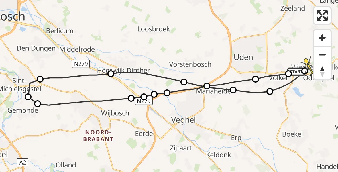 Routekaart van de vlucht: Lifeliner 3 naar Vliegbasis Volkel