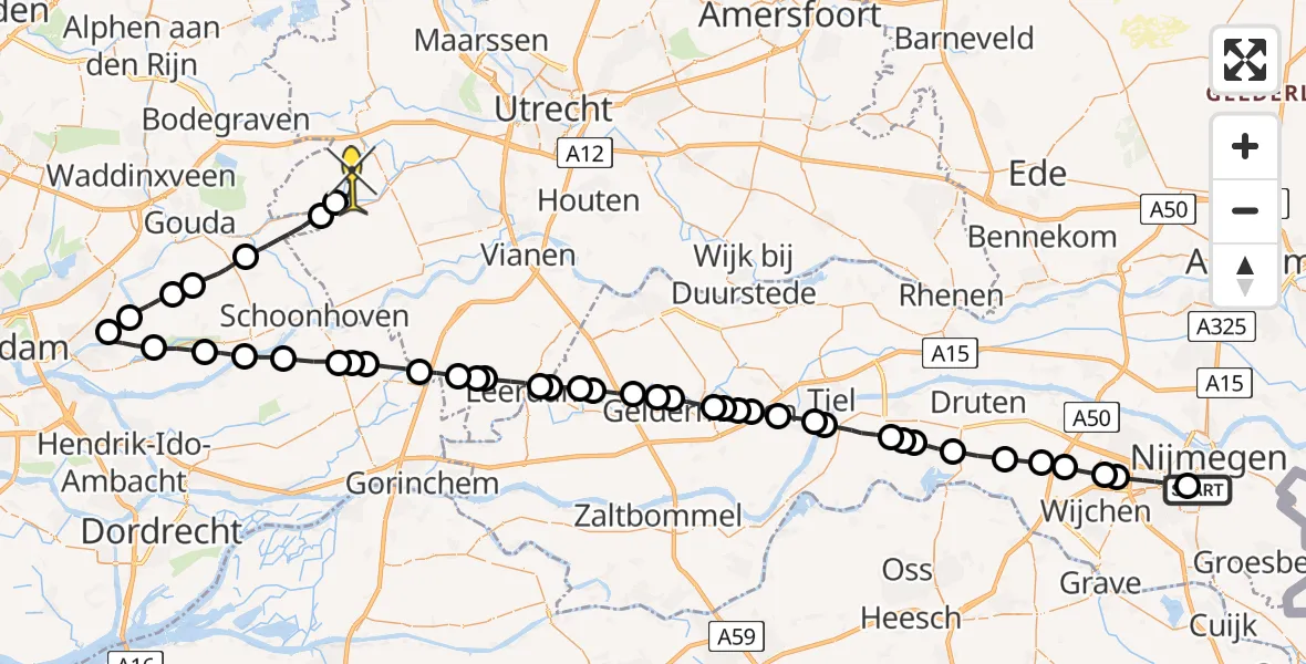 Routekaart van de vlucht: Lifeliner 2 naar Snelrewaard
