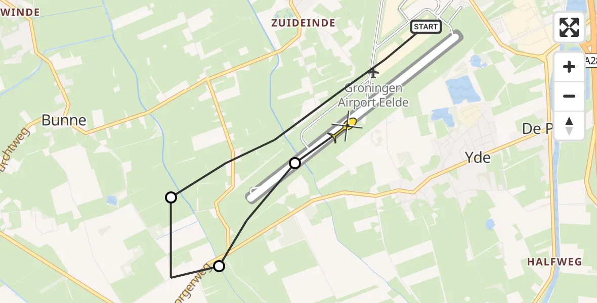Routekaart van de vlucht: Lifeliner 4 naar Groningen Airport Eelde