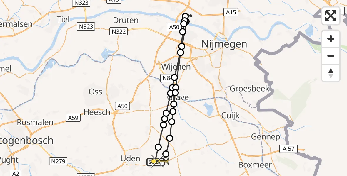 Routekaart van de vlucht: Lifeliner 3 naar Vliegbasis Volkel