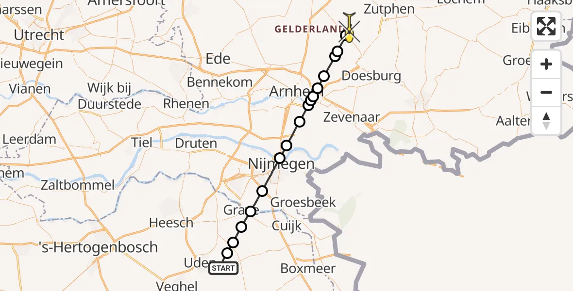 Routekaart van de vlucht: Lifeliner 3 naar Eerbeek