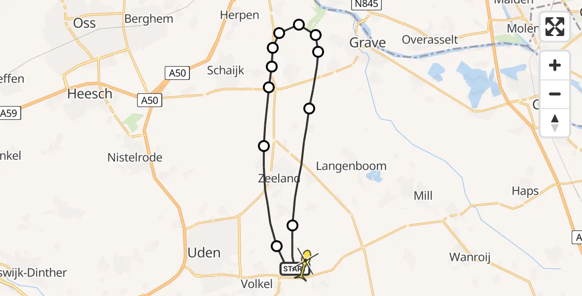 Routekaart van de vlucht: Lifeliner 3 naar Vliegbasis Volkel