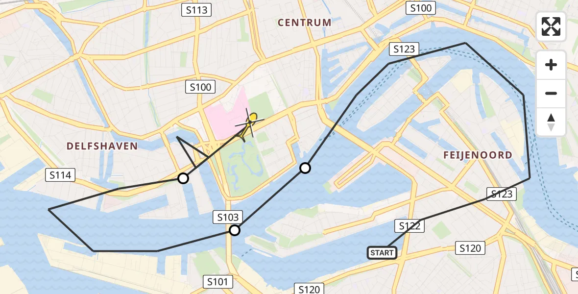 Routekaart van de vlucht: Lifeliner 2 naar Erasmus MC