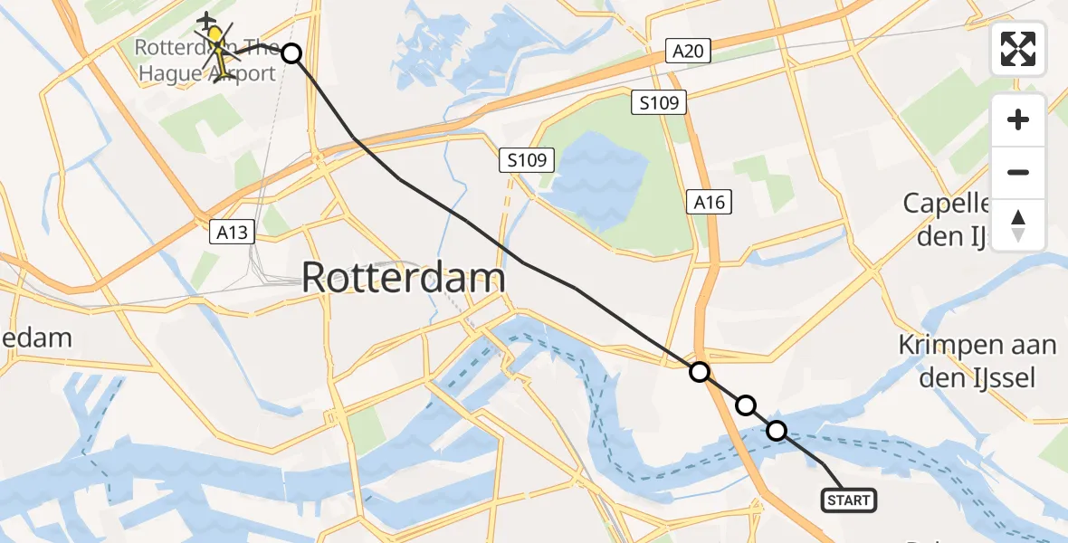 Routekaart van de vlucht: Lifeliner 2 naar Rotterdam The Hague Airport