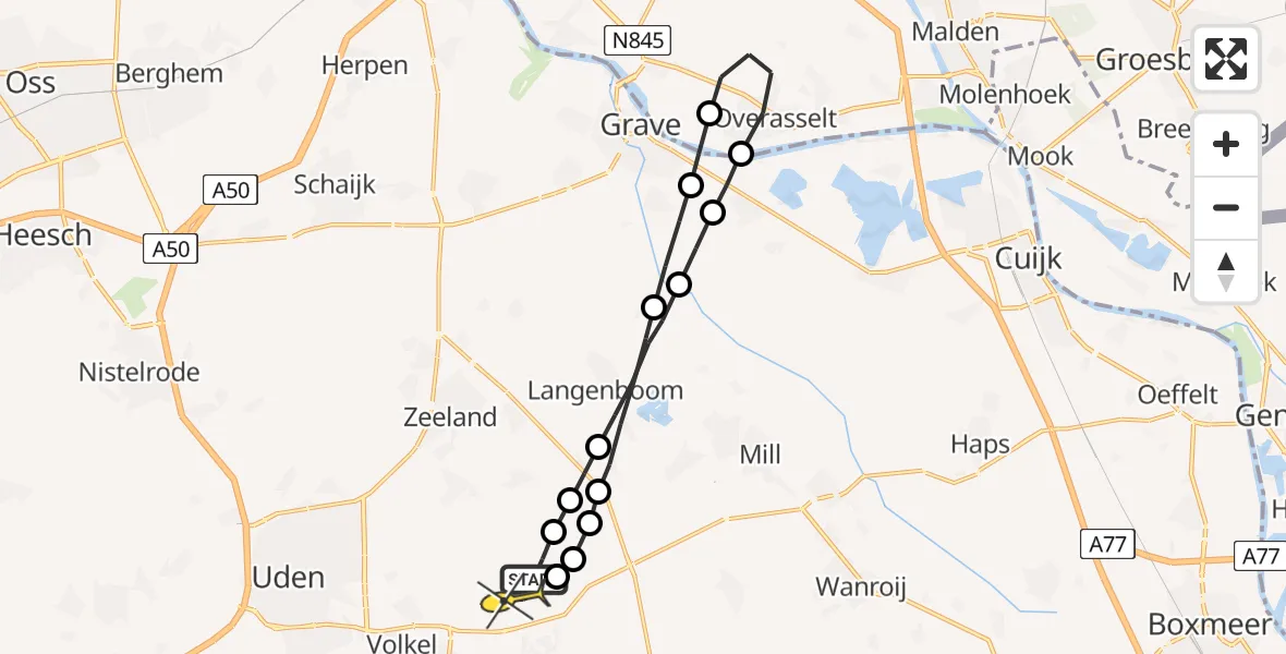 Routekaart van de vlucht: Lifeliner 3 naar Vliegbasis Volkel