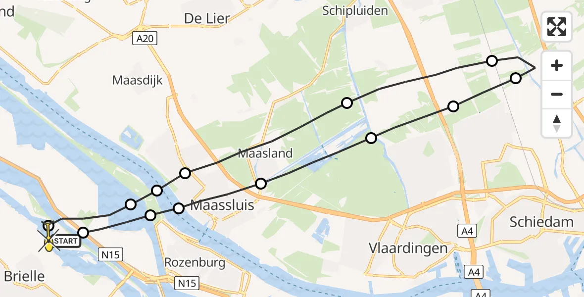 Routekaart van de vlucht: Lifeliner 2 naar Brielle