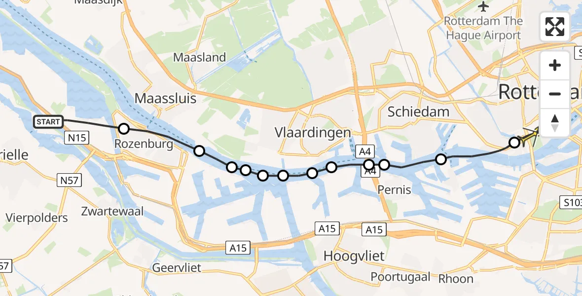 Routekaart van de vlucht: Lifeliner 2 naar Erasmus MC