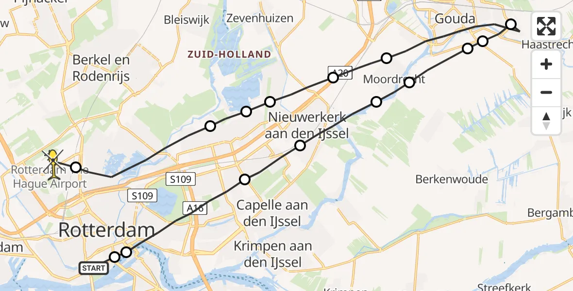 Routekaart van de vlucht: Lifeliner 2 naar Rotterdam The Hague Airport