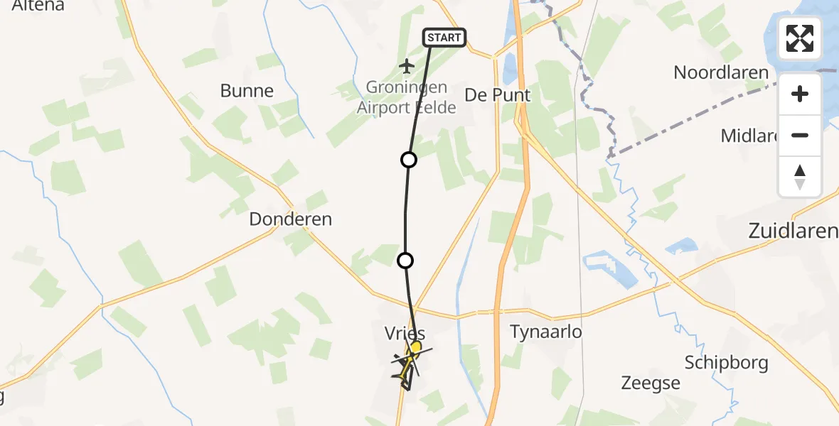 Routekaart van de vlucht: Lifeliner 4 naar Vries