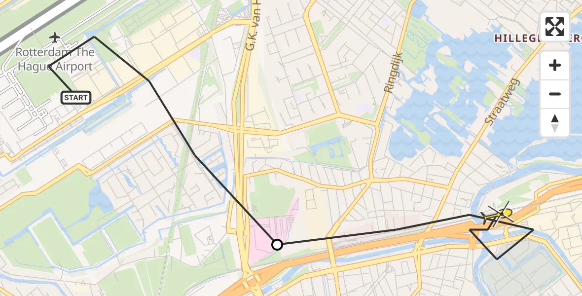 Routekaart van de vlucht: Lifeliner 2 naar Rotterdam