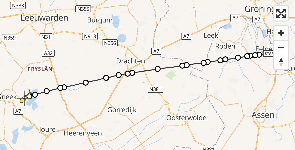 Routekaart van de vlucht: Lifeliner 4 naar Offingawier