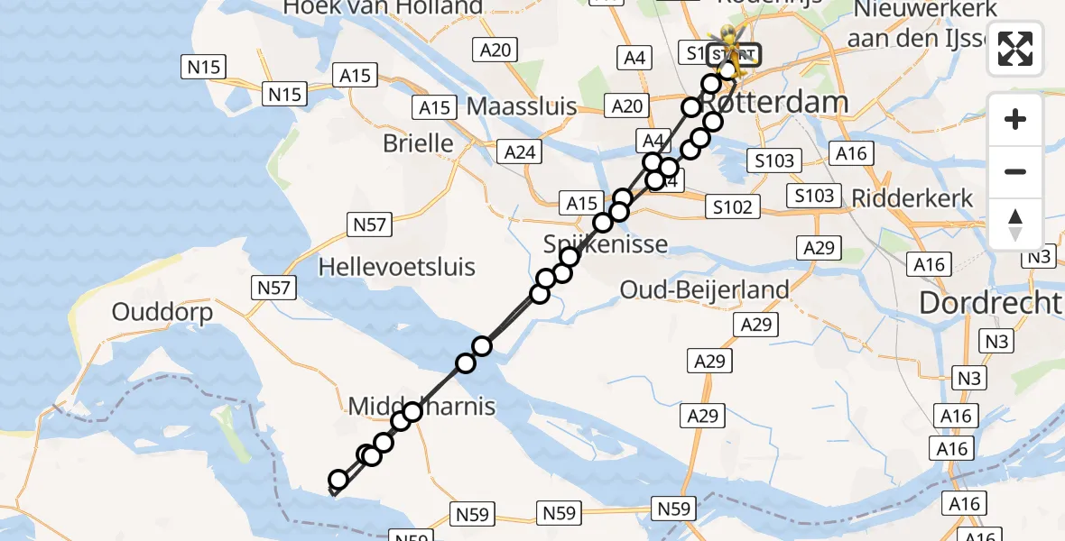 Vluchtroute Traumahelikopter Rotterdam The Hague Airport - Rotterdam The Hague Airport, 17 juni 2023, 17:08