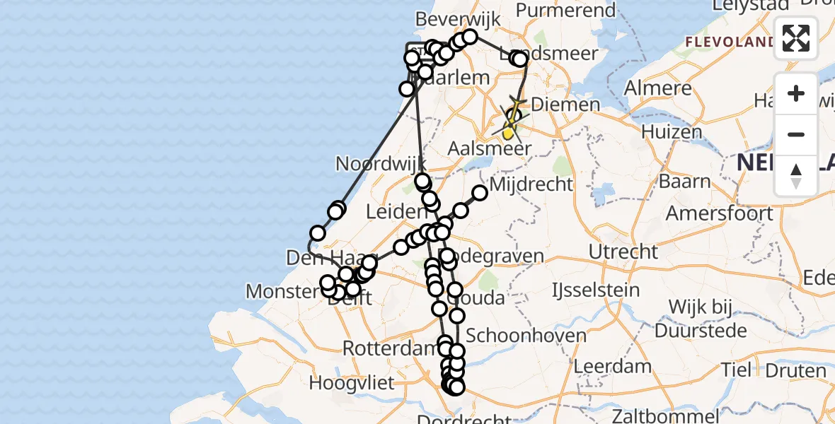 Routekaart van de vlucht: Politiehelikopter naar Badhoevedorp