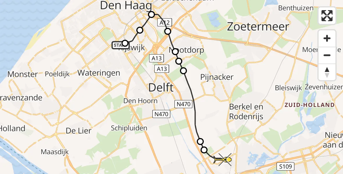 Routekaart van de vlucht: Lifeliner 2 naar Rotterdam The Hague Airport