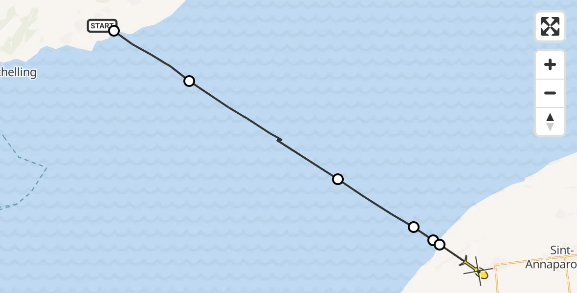 Routekaart van de vlucht: Ambulanceheli naar St.-Jacobiparochie