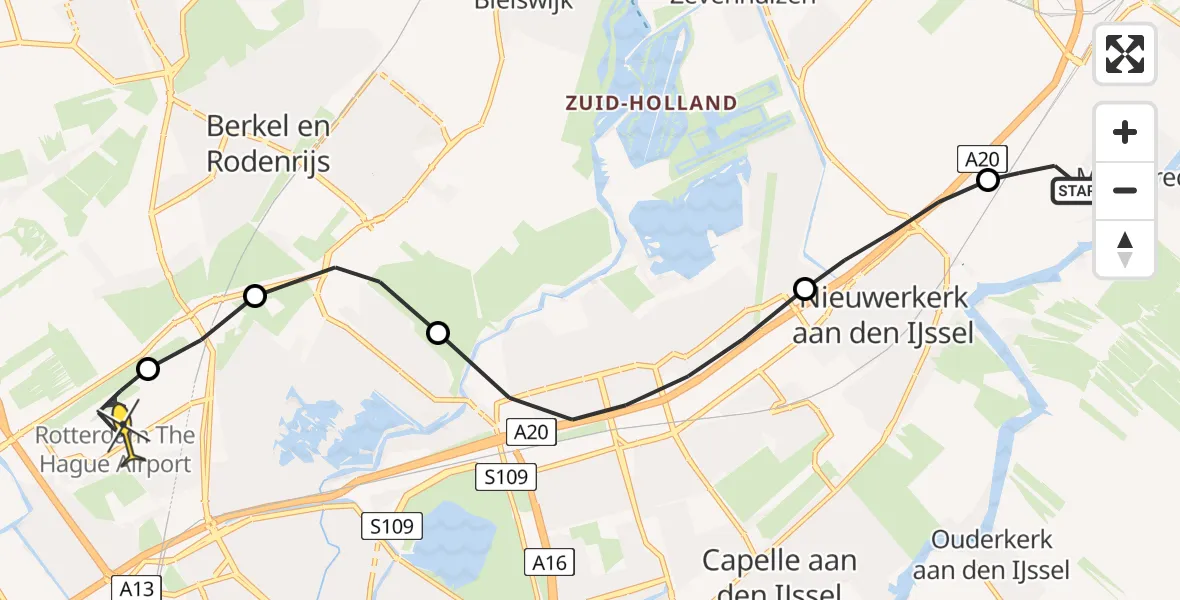 Routekaart van de vlucht: Lifeliner 2 naar Rotterdam The Hague Airport