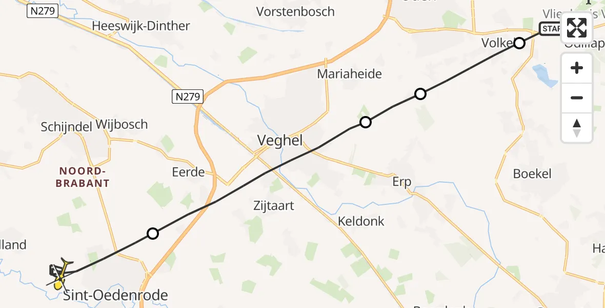 Routekaart van de vlucht: Lifeliner 3 naar Sint-Oedenrode