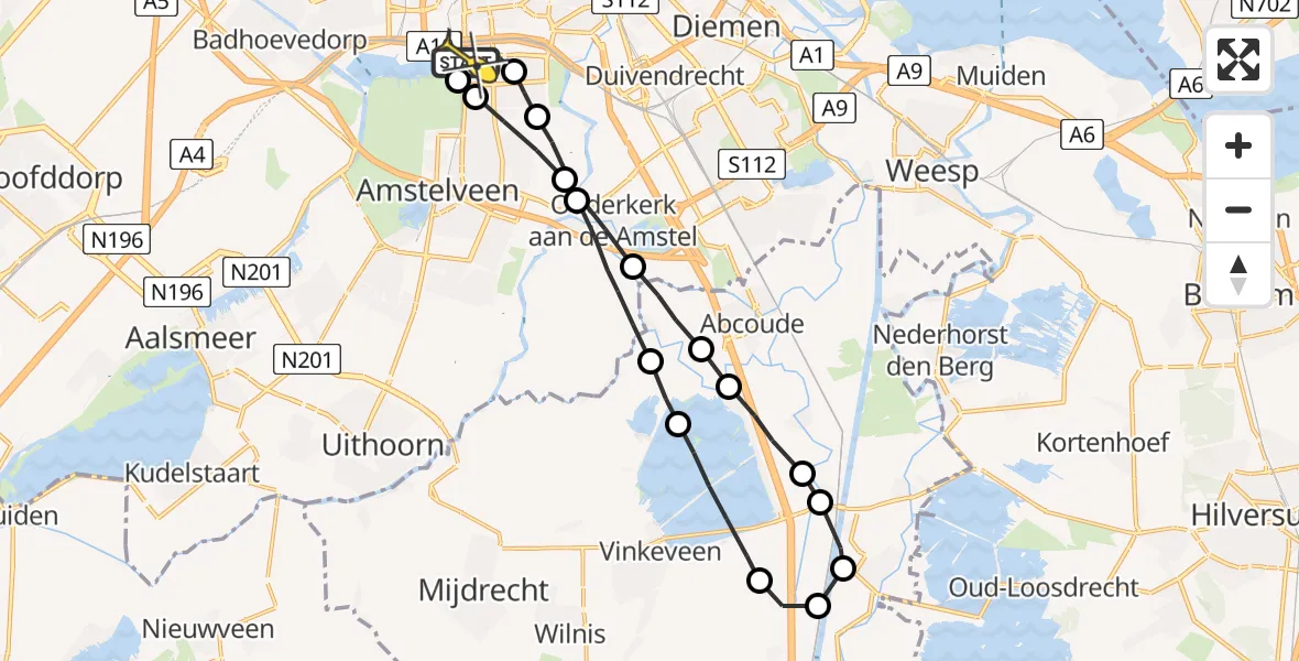 Routekaart van de vlucht: Lifeliner 1 naar VU Medisch Centrum Amsterdam