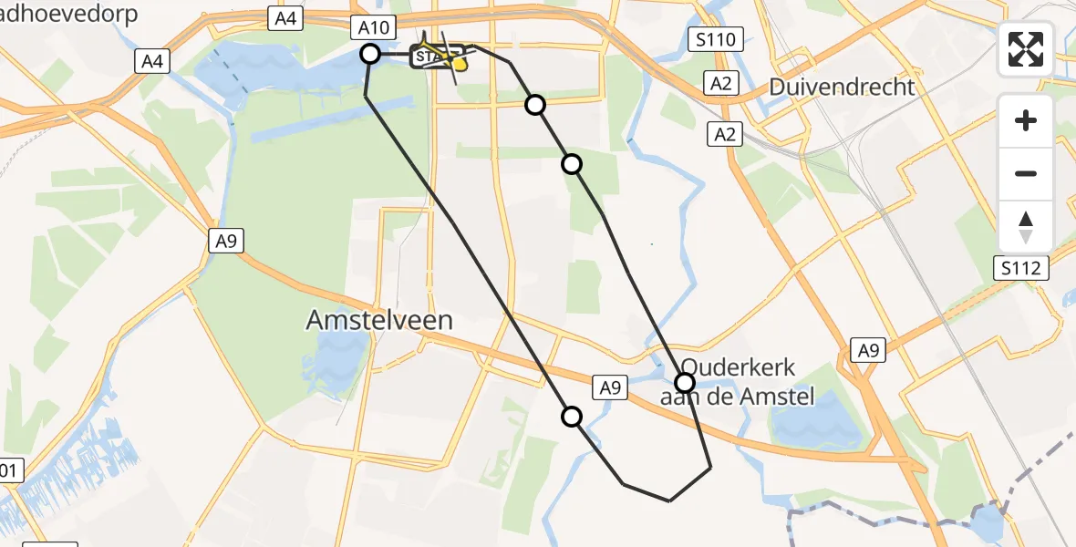 Routekaart van de vlucht: Lifeliner 1 naar VU Medisch Centrum Amsterdam