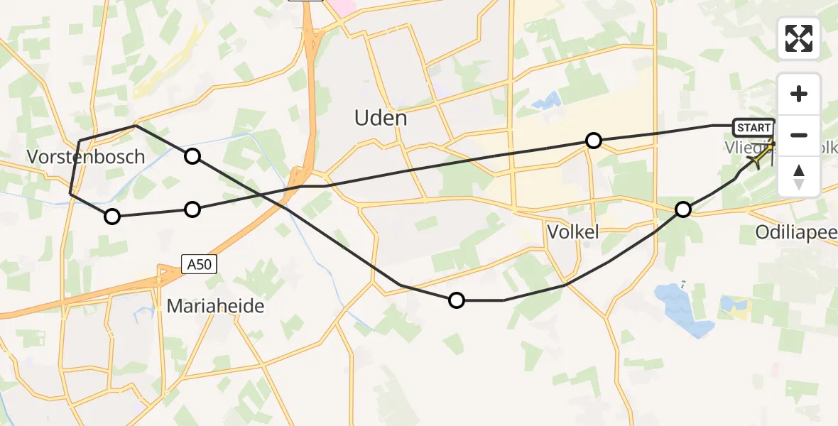 Routekaart van de vlucht: Lifeliner 3 naar Vliegbasis Volkel