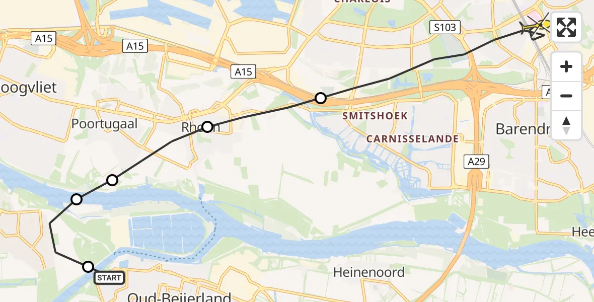 Routekaart van de vlucht: Lifeliner 2 naar Rotterdam