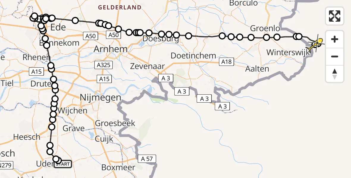 Routekaart van de vlucht: Politieheli naar 