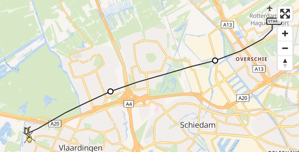 Routekaart van de vlucht: Lifeliner 2 naar Vlaardingen