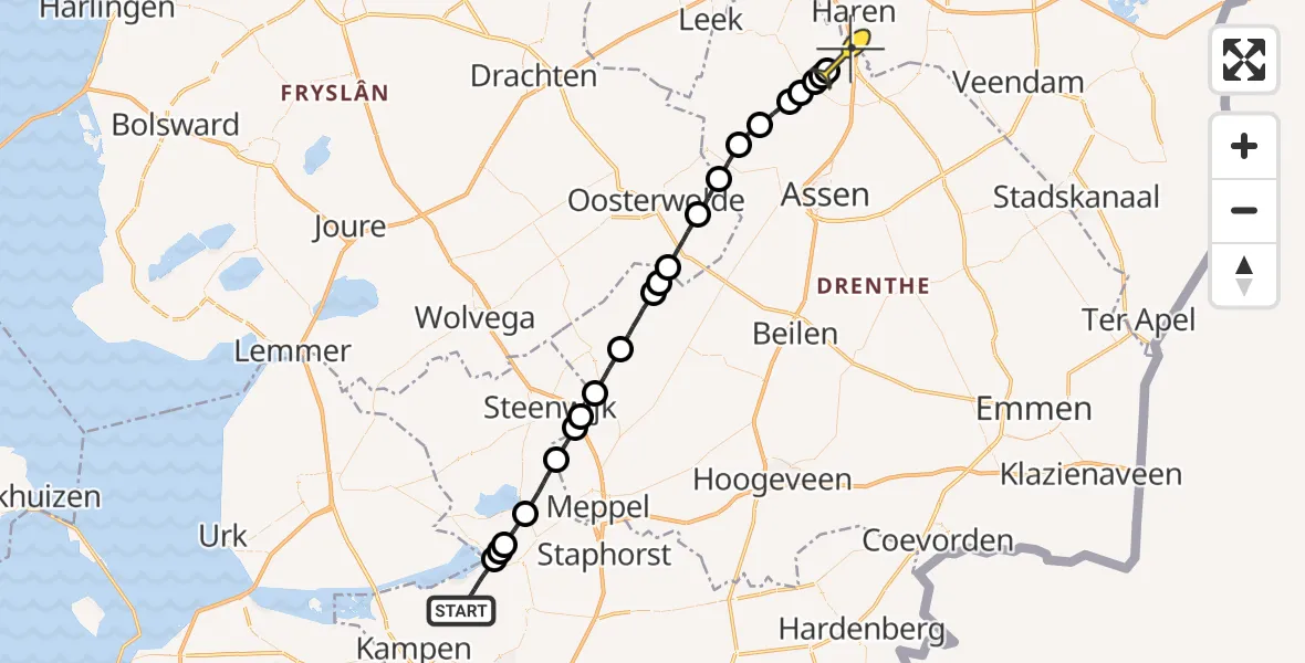 Routekaart van de vlucht: Lifeliner 4 naar Groningen Airport Eelde