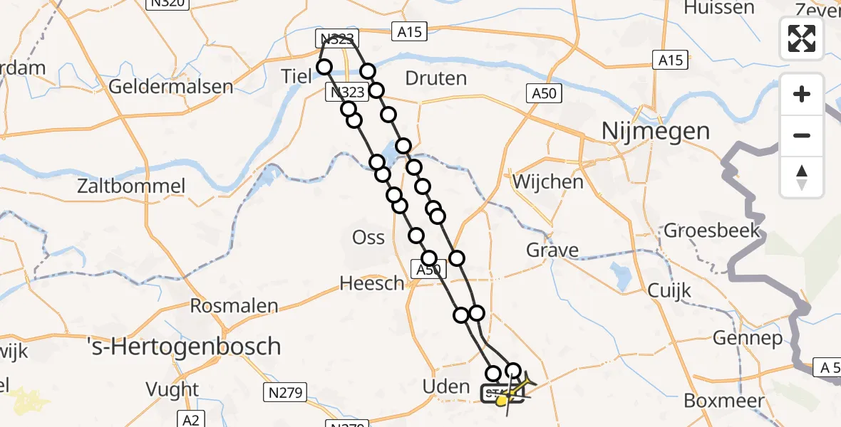 Routekaart van de vlucht: Lifeliner 3 naar Vliegbasis Volkel