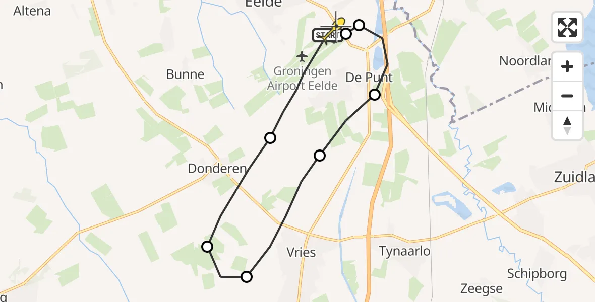 Routekaart van de vlucht: Lifeliner 4 naar Groningen Airport Eelde