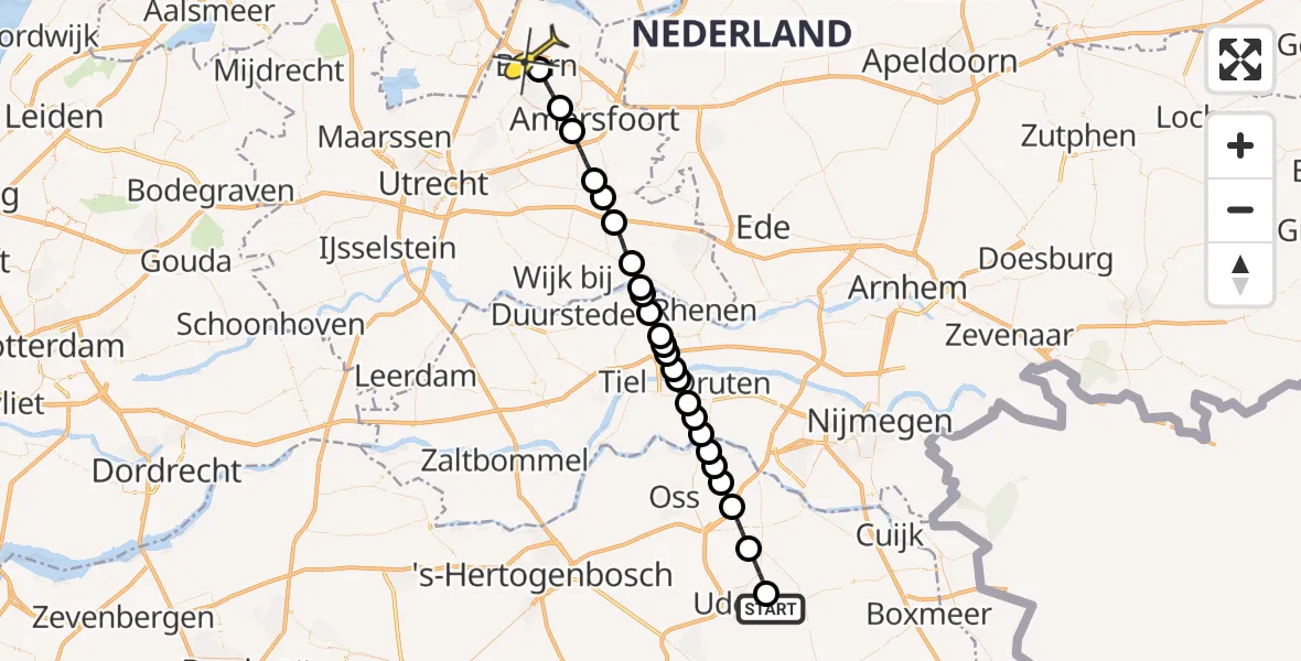 Routekaart van de vlucht: Lifeliner 3 naar Baarn