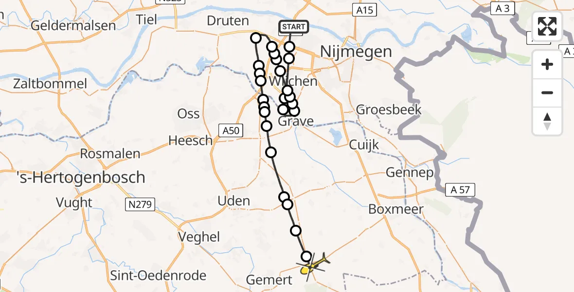 Routekaart van de vlucht: Lifeliner 3 naar Elsendorp