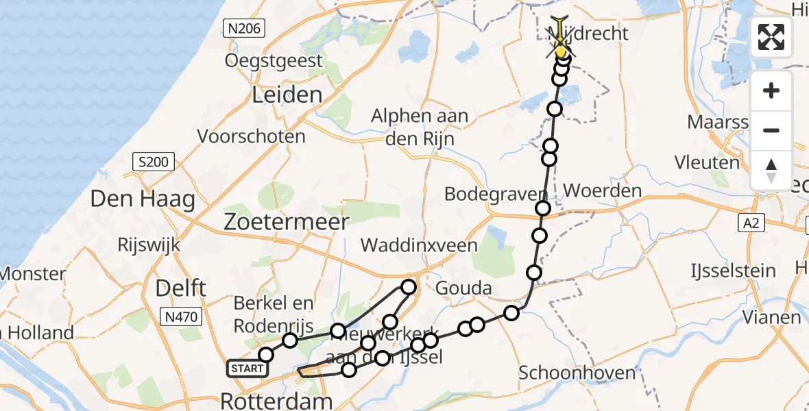 Routekaart van de vlucht: Lifeliner 2 naar Mijdrecht