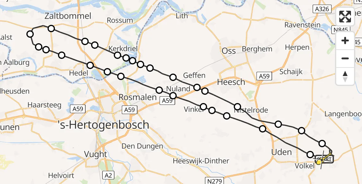 Routekaart van de vlucht: Lifeliner 3 naar Vliegbasis Volkel