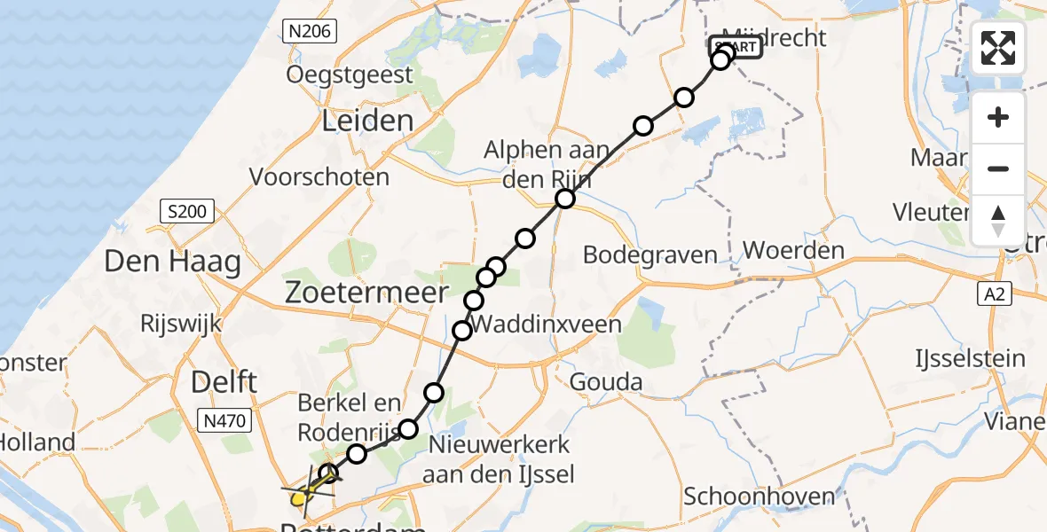 Routekaart van de vlucht: Lifeliner 2 naar Rotterdam The Hague Airport