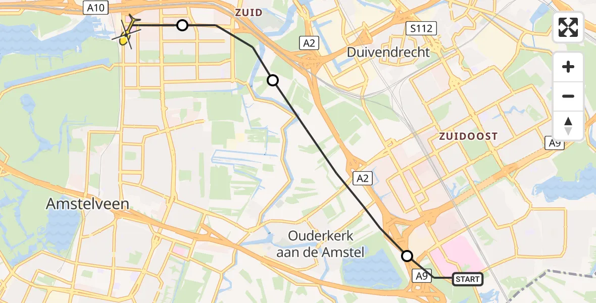 Routekaart van de vlucht: Lifeliner 1 naar VU Medisch Centrum Amsterdam