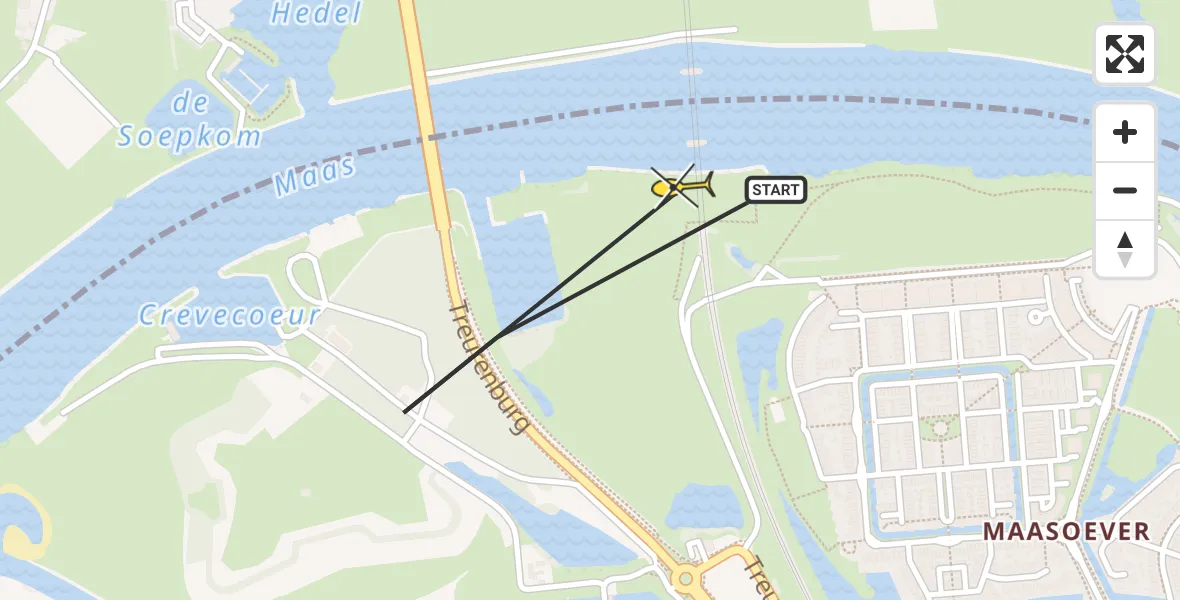 Routekaart van de vlucht: Politiehelikopter naar 's-Hertogenbosch