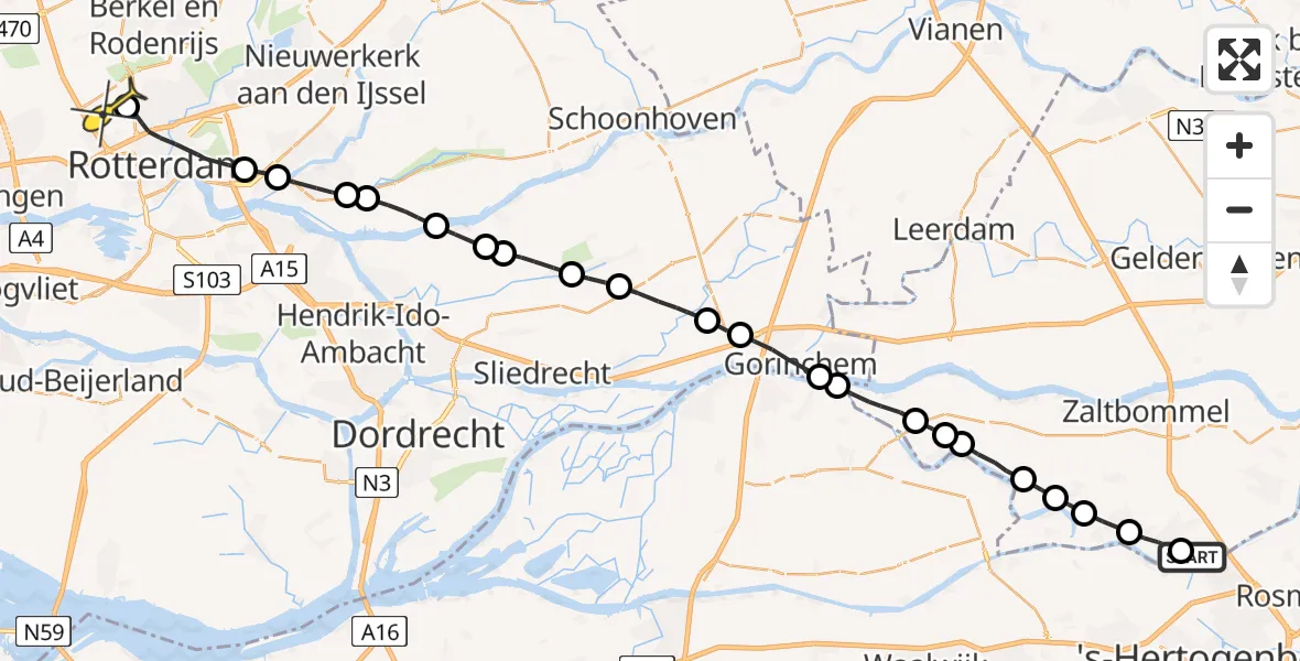 Routekaart van de vlucht: Lifeliner 2 naar Rotterdam The Hague Airport