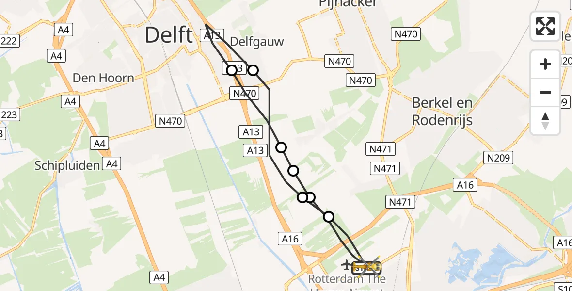 Vluchtroute Traumahelikopter Rotterdam The Hague Airport - Rotterdam The Hague Airport, 19 juni 2023, 16:37