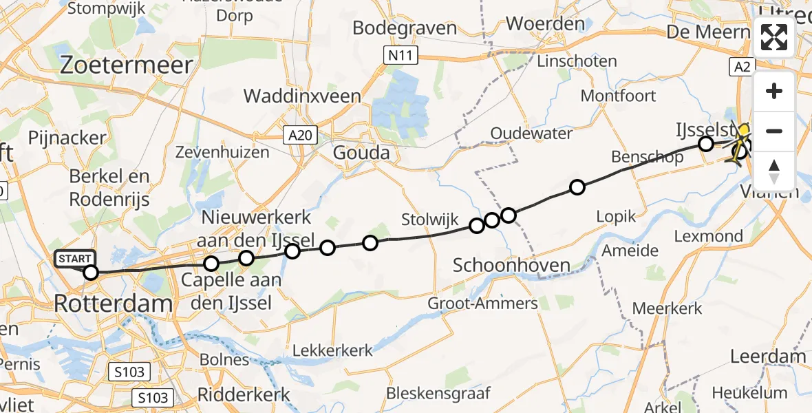 Routekaart van de vlucht: Lifeliner 2 naar IJsselstein